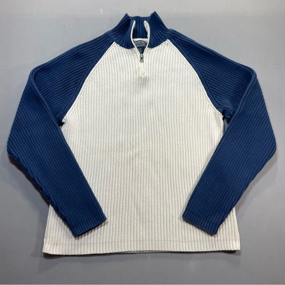 Vintage Polo Jeans Co Ralph Lauren Quarter Zip Ribbed Knit Sweater - Mens Medium - Picture 2 of 12